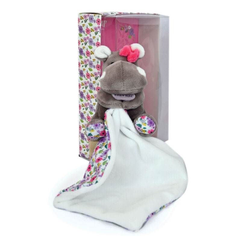  - zoé lhippo - coffret peluche avec rose blanc  18 cm 